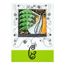 MAGIC OF THE SPRING,bright green  black yellow Custom Invites