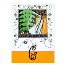 MAGIC OF THE SPRING,bright green  black yellow Personalized Invites