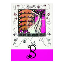 MAGIC OF THE  SPRING ,bright purple  black brown Custom Invites