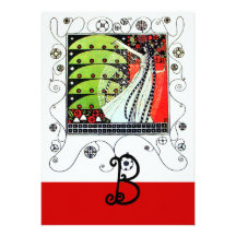 MAGIC OF THE  SPRING ,bright red black white green Announcement