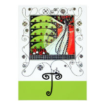 MAGIC OF THE  SPRING ,bright red black white green Invite