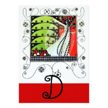 MAGIC OF THE  SPRING ,bright red black white green Invitations