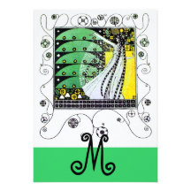 MAGIC OF THE  SPRING ,bright yellow  black green Personalized Invitations