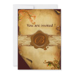 MAGIC SWIRLS PARCHMENT AND BROWN WAX SEAL MONOGRAM ANNOUNCEMENT