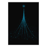 Magical Black and Blue Swirly Christmas Tree invitations