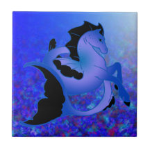 Magical Blue Seahorse Tile