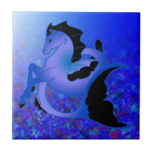 Magical Blue Seahorse Tiles