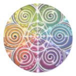 Magical Color Wheel Mandala Round Stickers