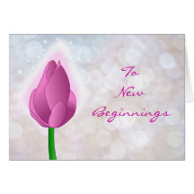 Magical Pink Rose bud on White Bokeh Card