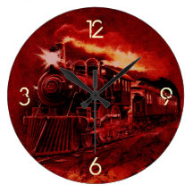 Magical Steam Engine Victorian Train Round Wallclocks