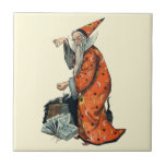 Magical Wizard and Black Cat Fantasy Art Ceramic Tiles