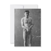 Magician Harry Houdini Standing In Chains Invites
