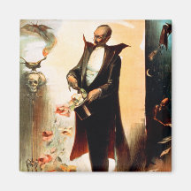 Magician pulling roses out of top hat, c.1892 refrigerator magnet