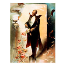 Magician pulling roses out of top hat, c.1892 postcards