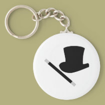 magician top hat and magic wand keychains