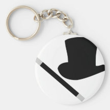 magician top hat and magic wand keychains