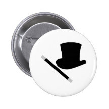 magician top hat and magic wand pinback button