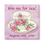 Magnet - Customize me! Pink Rose Teacup Tea