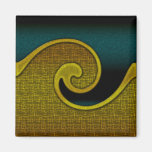 Magnet Dark Aqua Teal Swirl Gold, Matching Set