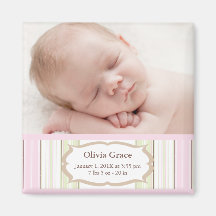 Magnet de faire-part de naissance de photo - bébé aimants pour réfrigérateur