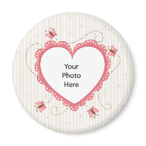Magnet: Pink lace heart photo frame