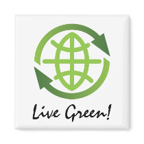 Magnet: Recycling symbol with planet earth symbol