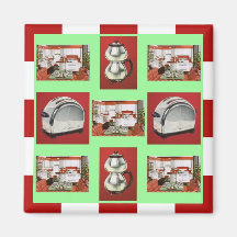 Magnet ~ RETRO KITCHEN Mid-Century Chrome Checkers
