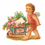 MAGNET VICTORIAN ERA CUPID & ROSE CART ACRYLIC CUT OUTS