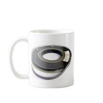 Magnetic tape reel coffee mugs