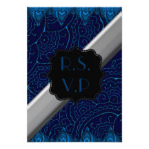 Magnificent Mehndi Mandalas (Blue) Wedding Custom Invitations