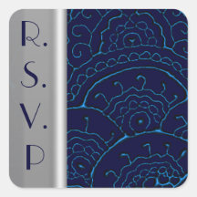 Magnificent Mehndi Mandalas (Blue) Wedding Sticker