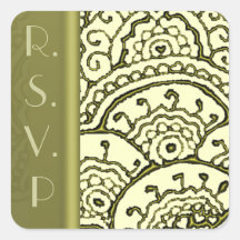 Magnificent Mehndi Mandalas (Gold Effect) Wedding Square Stickers