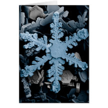 Magnified Hexagonal Dendrite Snowflake Greeting Card