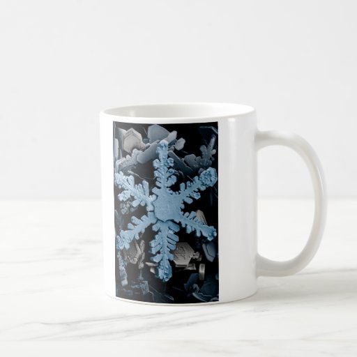 Magnified Hexagonal Dendrite Snowflake Coffee Mugs
