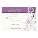 Magnolia branch purple flowers wedding RSVP card Custom Announcements