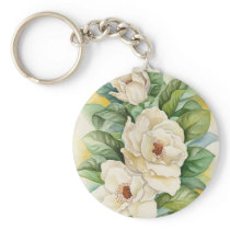 Magnolia Flower Watercolor Art - Multi Key Chain