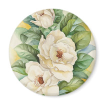Magnolia Flower Watercolor Art - Multi Refrigerator Magnet