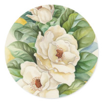 Magnolia Flower Watercolor Art - Multi Round Stickers