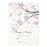 Magnolia with purple flowers wedding place card personalized invitation