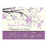 Magnolia with purple flowers wedding Save the Date Post Card