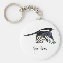 Magpie, Bird to Customize with Your Name Key Chains