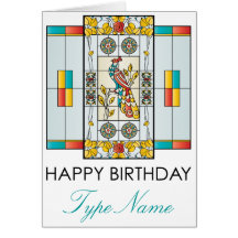 Mah Jongg Stained Glass Brights Birthday Card