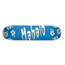 Mahalo Hawaiian Blue Skate Board