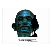 Mahatma Gandhi - blue - quote Postkarte