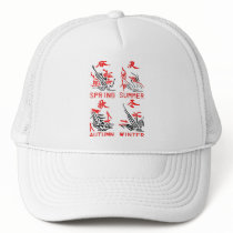 Mahjong Tiles, Four Seasons , On White Background Hats