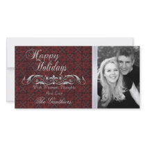 Mahogany Lace & Silver Scroll Holiday Photo Card