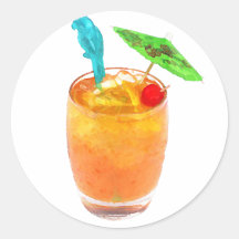 Mai Tai One On Round Sticker