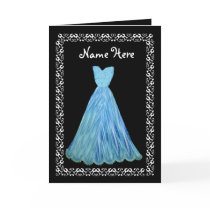MAID OF HONOR Wedding Thank You BLUE Flowered Gown