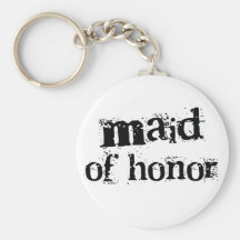 Maid of Honour Black Text Keychain