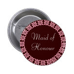Maid of Honour Pink Flowers I.D. Button